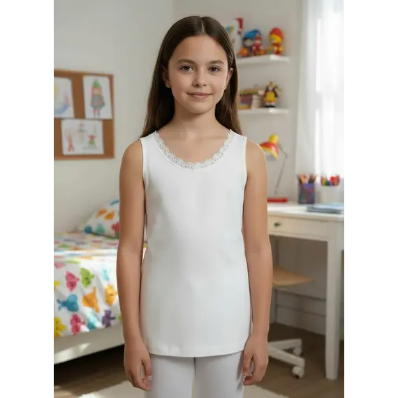 מארז 3 גופיות בנות 100% כותנה LIABEL, לבן, 10/11(cm 140), צבע: לבן,  מידה: 10/11(cm 140)