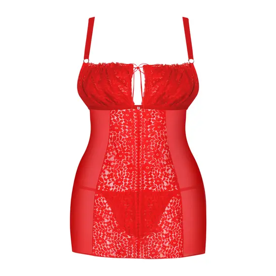 כותונת אדומה עם שרוכים וחוטיני תואם | BLOSSMINA | OBSESSIVE