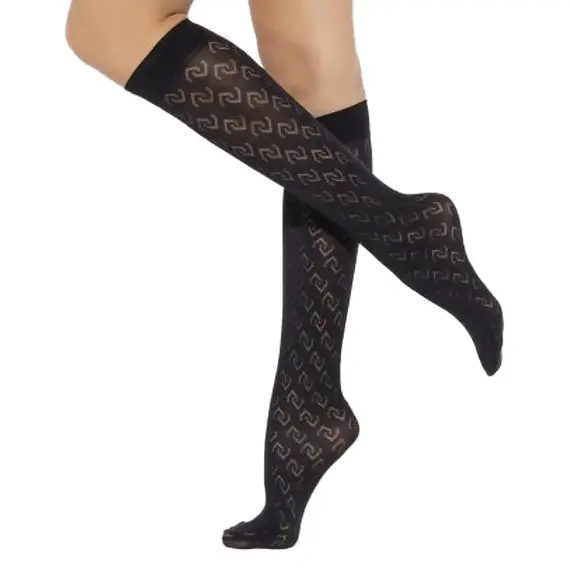 גרבי ברך | דוגמה גיאומטרית | 40 דנייר | WZ.04 GATTA, שחור, ONE SIZE