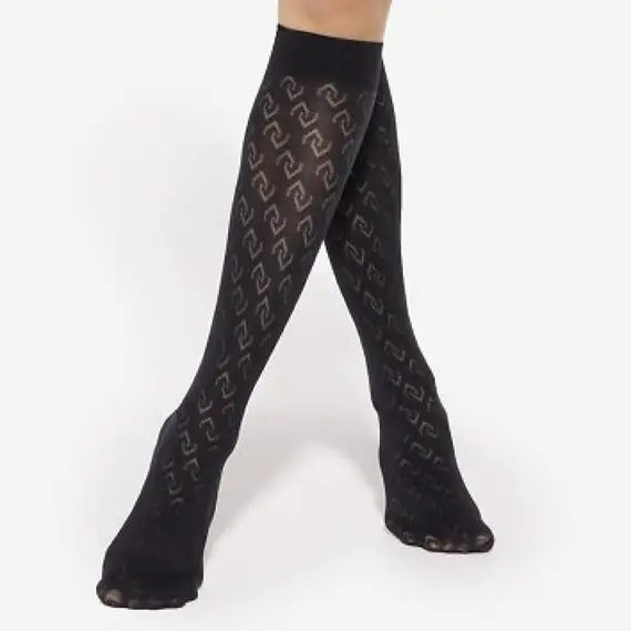 גרבי ברך | דוגמה גיאומטרית | 40 דנייר | WZ.04 GATTA, שחור, ONE SIZE, 5 image