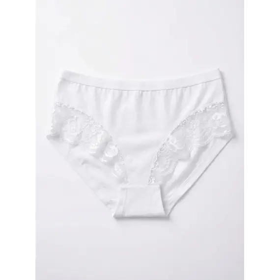 תחתוני כותנה עם תחרה DR 202 ROSSOPORPORA, לבן, S, צבע: לבן,  מידה: S, 3 image