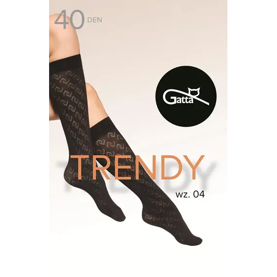 גרבי ברך | דוגמה גיאומטרית | 40 דנייר | WZ.04 GATTA, שחור, ONE SIZE, 2 image