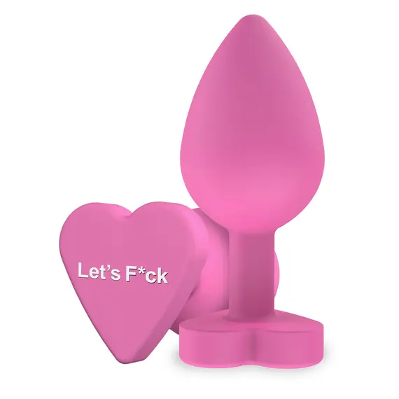 פלאג אנאלי בצורת לב ומסרים שובבים  8.5 ס"מ | Buttplug Let's Fuck