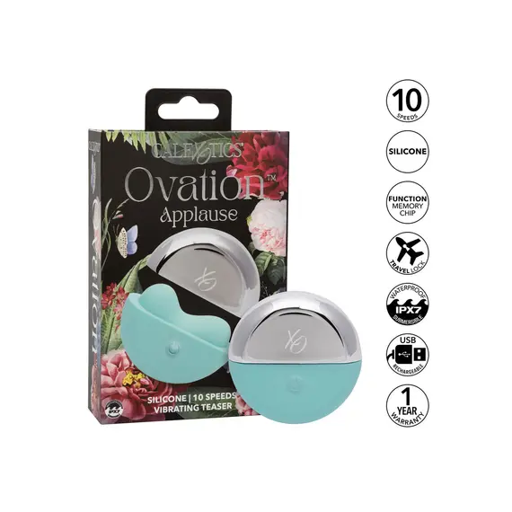 ויברטור - מסג'ר עם לגירוי חיצוני | עמיד למים | 10 מהירויות רטט | Ovation Applause CALEXOTICS, טורקיז, 2 image