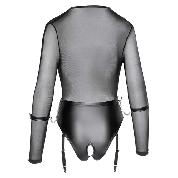 בגד גוף עם מפשעון חשוף האזיקים הכלולים עם שרשראות קרבינר | BODY | COTTELLI, שחור, S, צבע: שחור,  מידה: S, 6 image