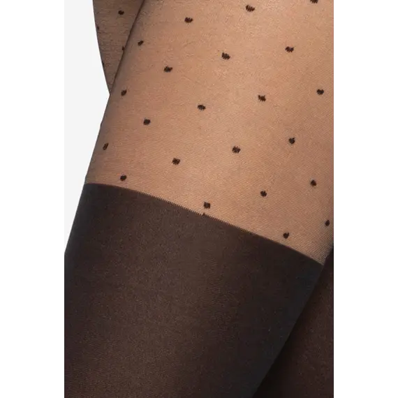 גרביון דמוי ירכונים עם נקודות 40/20 דיינר | GIRL-UP WZ.14 GATTA, שחור, 2, צבע: שחור,  מידה: 2, 2 image