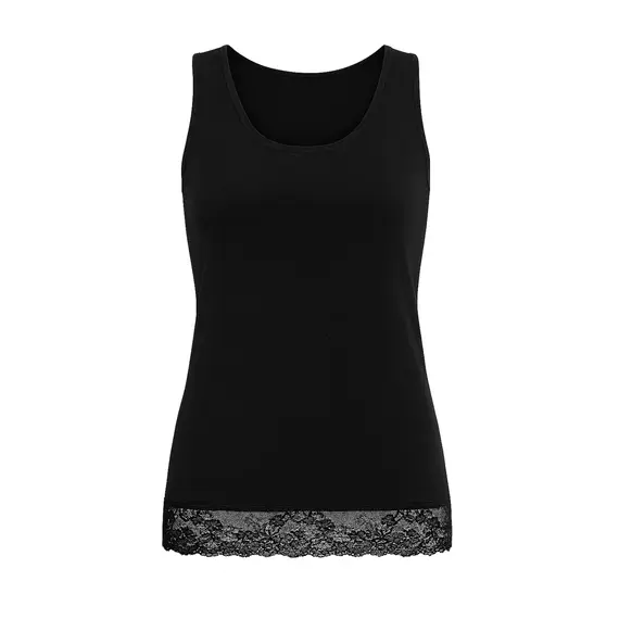 גופיה עם כתפיה רחבה עם תחרה | כותנה | DR675 ROSSOPORPORA BLACK