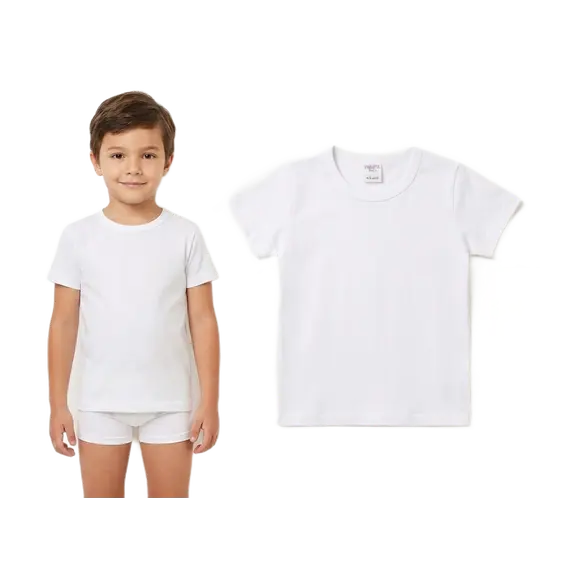 גופיה בנים שרוול קצר | כותנה ומודל | MB128 | ROSSOPORPORA, 4-5 | 107ס"מ, לבן, צבע: לבן,  מידה: 4-5 | 107ס"מ, 2 image