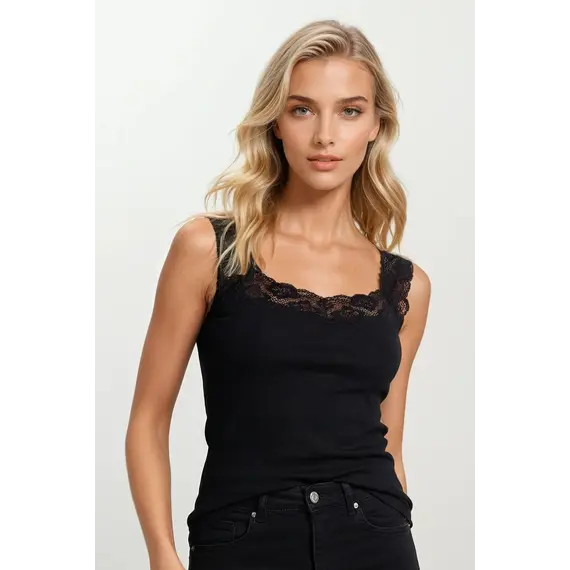 גופיית נשים כותנה עם תחרה ARIETTA ELDAR,, צבע: שחור,  מידה: L-4, 2 image